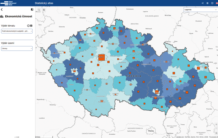 Statistický geoportál nově nabízí otevřená GIS data