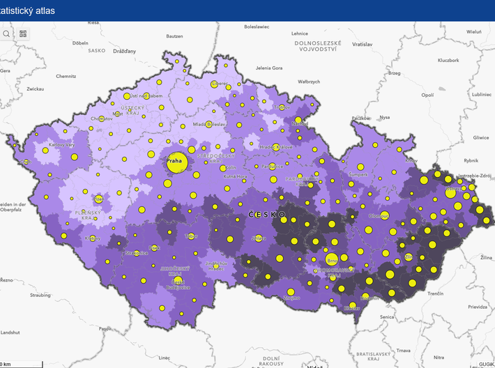Nové mapy ve Statistickém atlasu