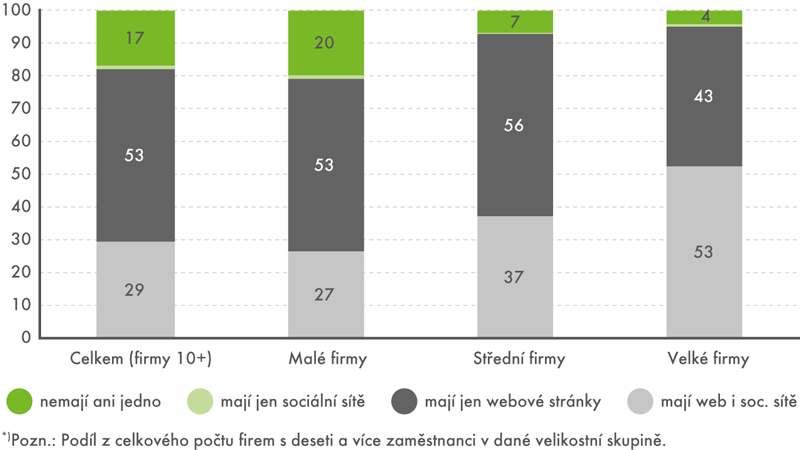 Webové stránky a profil na sociálních sítích*), leden 2016 (v %)