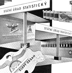 Ukázky statistických expozic na hospodářských výstavách v Praze v letech 1934–1936.